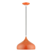 Amador 11.75" Pendant in Shiny Orange with Polished Chrome Accents