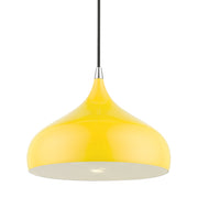 Amador 11.75" Pendant in Shiny Yellow with Polished Chrome Accents