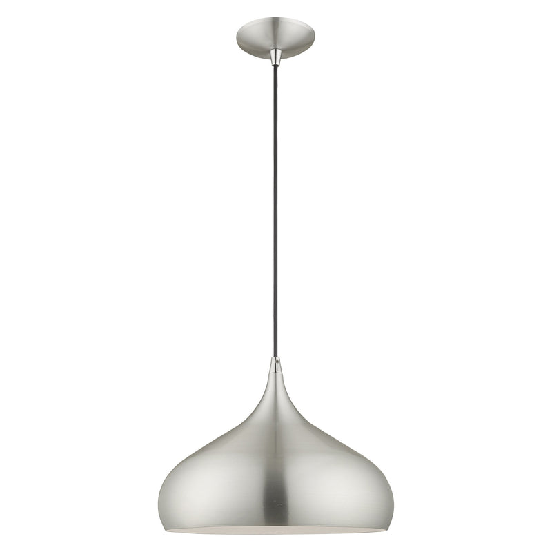 Amador 13.75" Pendant in Brushed Aluminum with Polished Chrome Accents