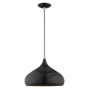Amador 13.75" Pendant in Shiny Black with Polished Chrome Accents