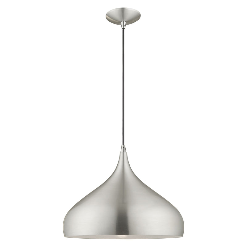 Amador 15.75" Pendant in Brushed Aluminum with Polished Chrome Accents
