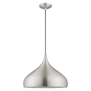 Amador 15.75" Pendant in Brushed Aluminum with Polished Chrome Accents