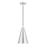 Dulce Mini Pendant in Brushed Aluminum with Polished Chrome Accents