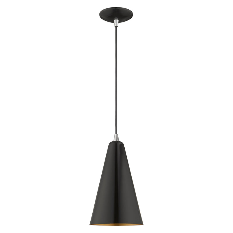 Dulce Mini Pendant in Shiny Black with Polished Chrome Accents