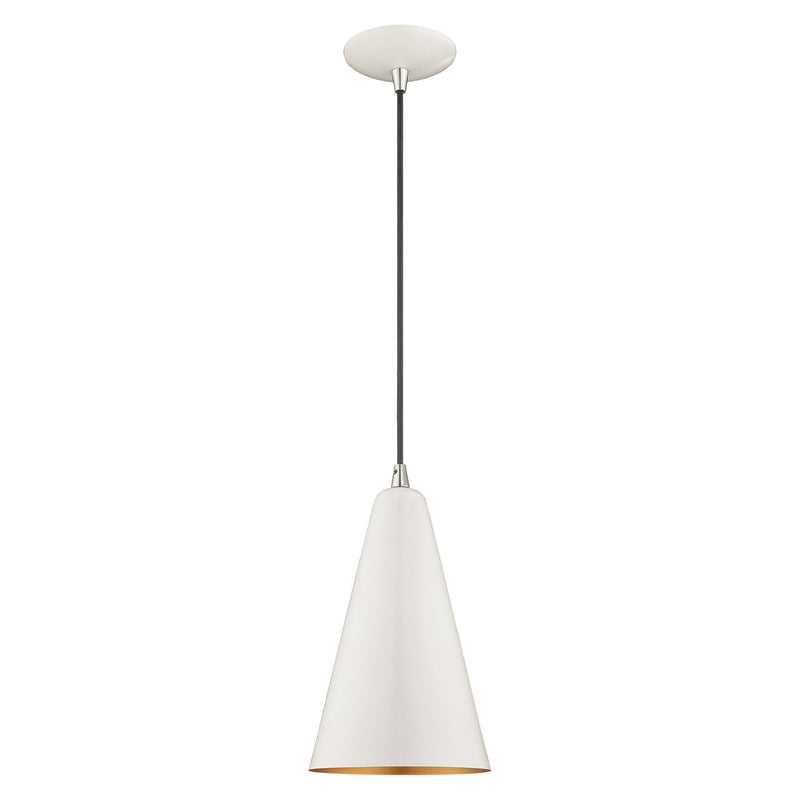 Dulce Mini Pendant in Shiny White with Polished Chrome Accents