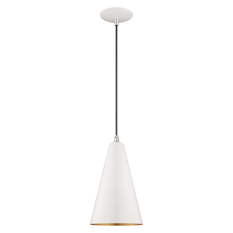 Dulce Mini Pendant in Shiny White with Polished Chrome Accents
