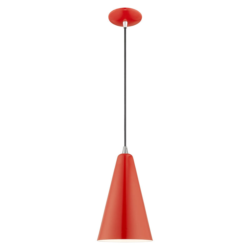 Dulce Mini Pendant in Shiny Red with Polished Chrome Accents