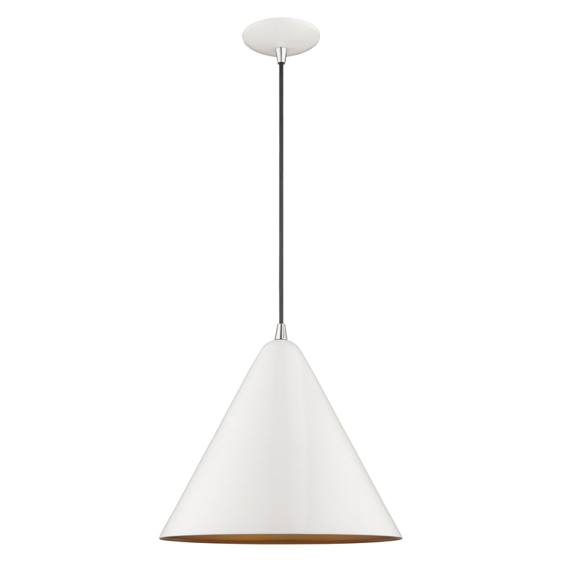 Dulce Pendant in Shiny White with Polished Chrome Accents