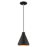Geneva Mini Cone Pendant in Black with Brushed Nickel Accents