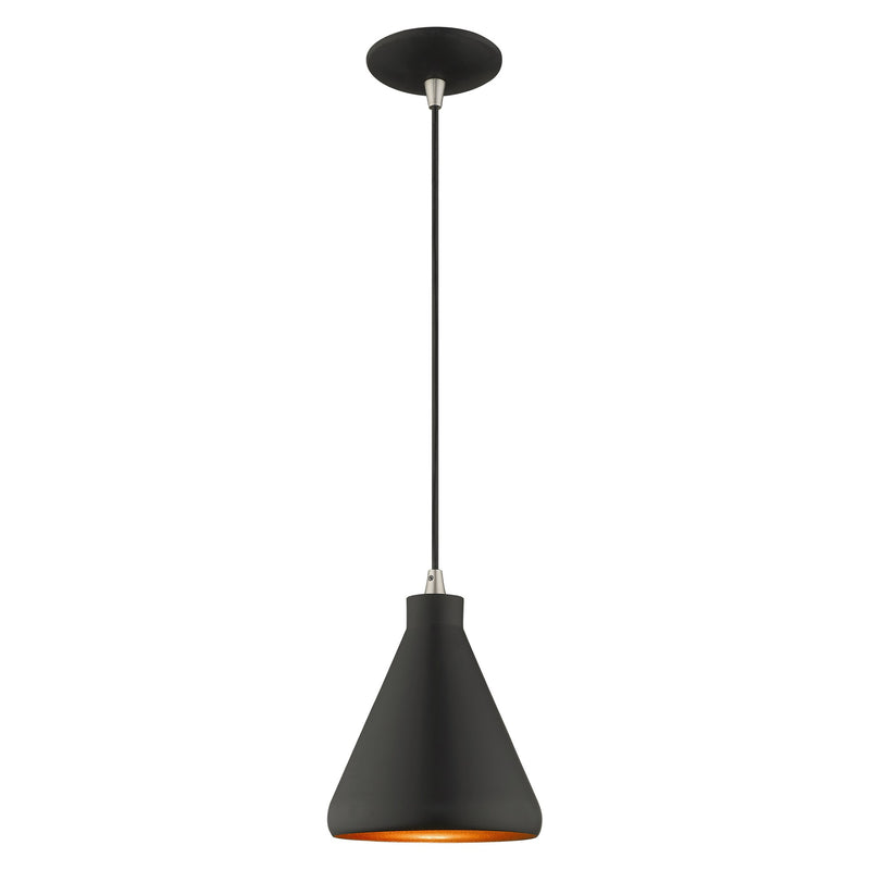 Geneva Mini Cone Pendant in Black with Brushed Nickel Accents