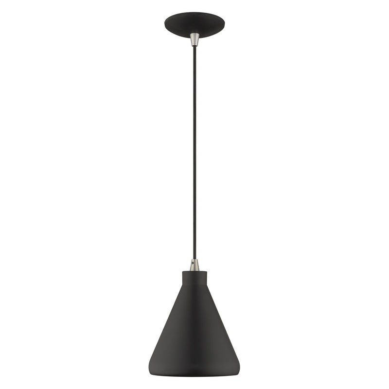 Geneva Mini Cone Pendant in Black with Brushed Nickel Accents