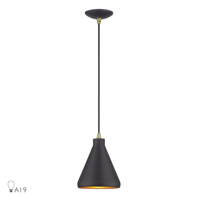Geneva Mini Cone Pendant in Bronze with Antique Brass Accents