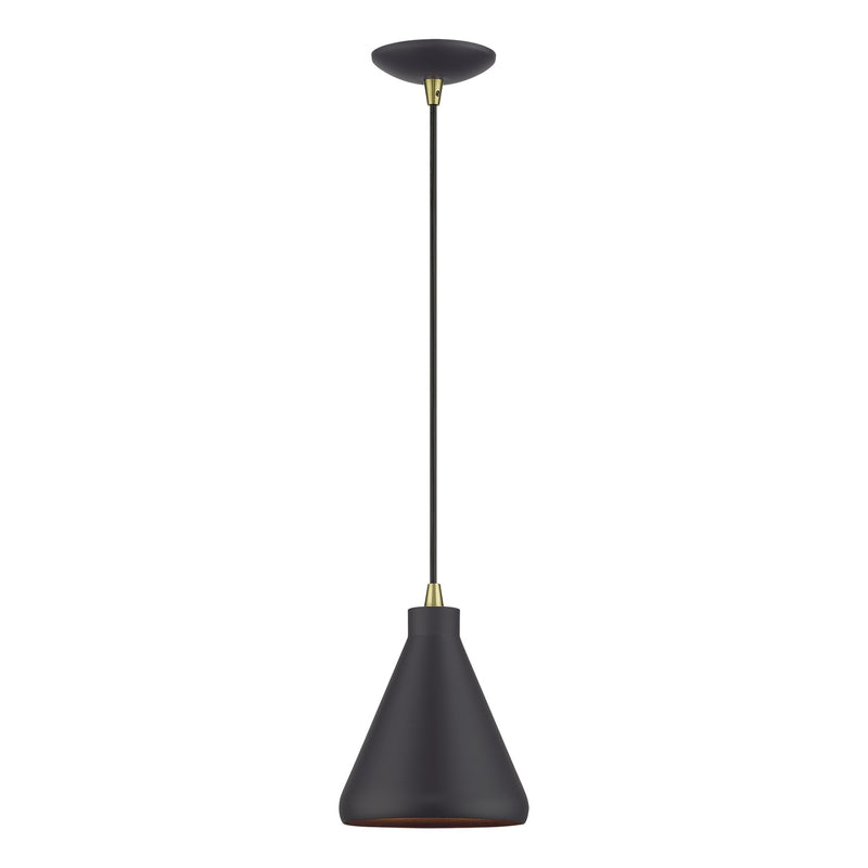 Geneva Mini Cone Pendant in Bronze with Antique Brass Accents