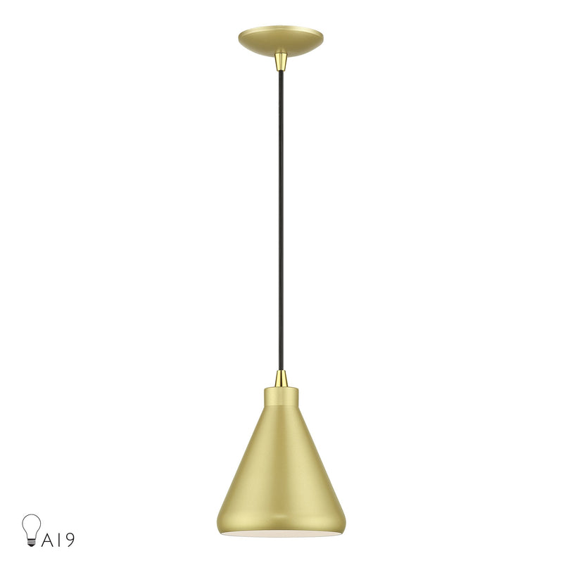 Geneva Mini Cone Pendant in Soft Gold with Polished Brass Accents