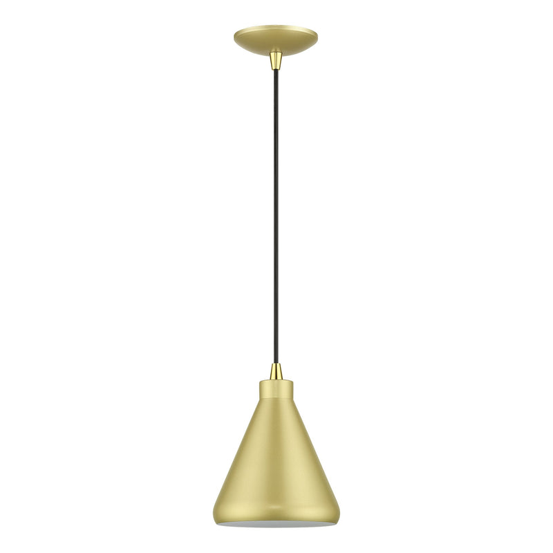 Geneva Mini Cone Pendant in Soft Gold with Polished Brass Accents
