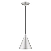 Geneva Mini Cone Pendant in Brushed Aluminum with Polished Chrome Accents