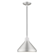 Geneva 10.5" Cone Pendant in Brushed Aluminum with Polished Chrome Accents