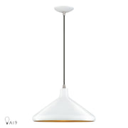 Geneva 15" Aluminum Cone Pendant in White with Brushed Nickel Accents