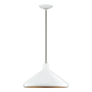 Geneva 15" Aluminum Cone Pendant in White with Brushed Nickel Accents