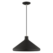 Geneva 15" Aluminum Cone Pendant in Black with Brushed Nickel Accents
