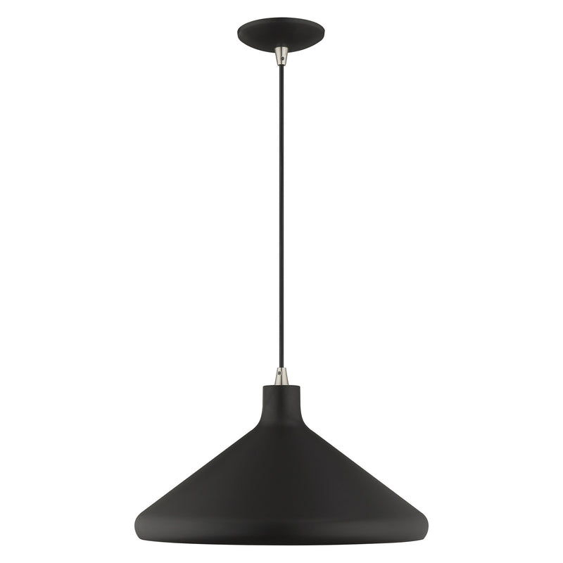 Geneva 15" Aluminum Cone Pendant in Black with Brushed Nickel Accents