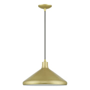 Geneva 15" Aluminum Cone Pendant in Soft Gold with Polished Brass Accents