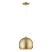 Metal Shade Mini Pendants 10" Dome Mini Pendant in Soft Gold with Polished Brass Accents