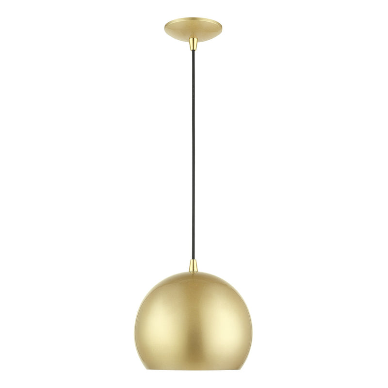 Metal Shade Mini Pendants 10" Dome Mini Pendant in Soft Gold with Polished Brass Accents