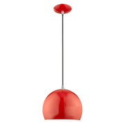 Metal Shade Mini Pendants 10" Dome Mini Pendant in Shiny Red