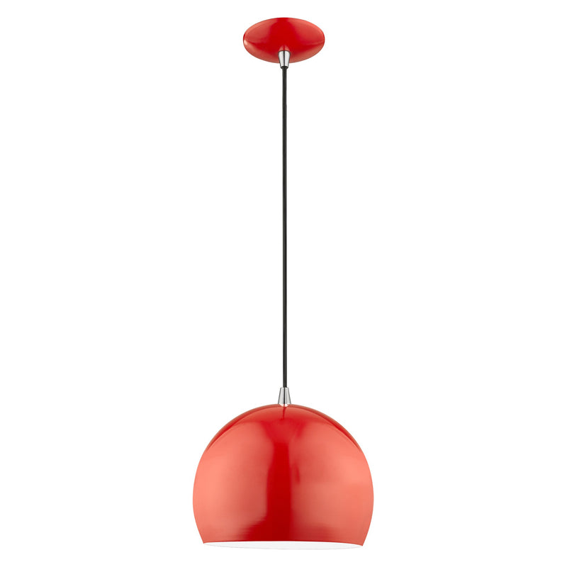 Metal Shade Mini Pendants 10" Dome Mini Pendant in Shiny Red