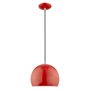 Metal Shade Mini Pendants 10" Dome Mini Pendant in Shiny Red