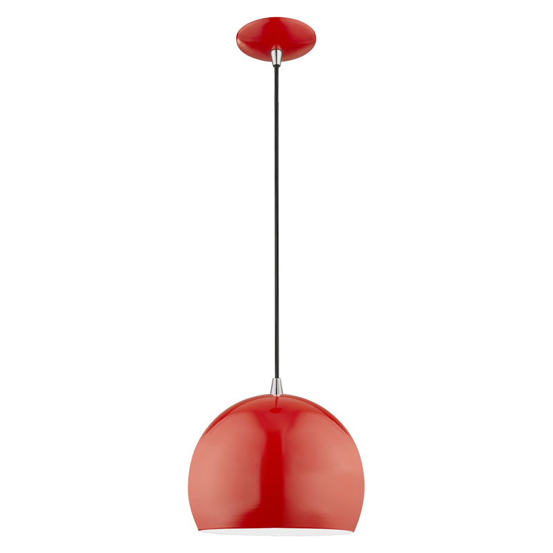 Metal Shade Mini Pendants 10" Dome Mini Pendant in Shiny Red