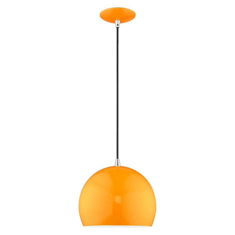 Metal Shade Mini Pendants 10" Dome Mini Pendant in Shiny Orange