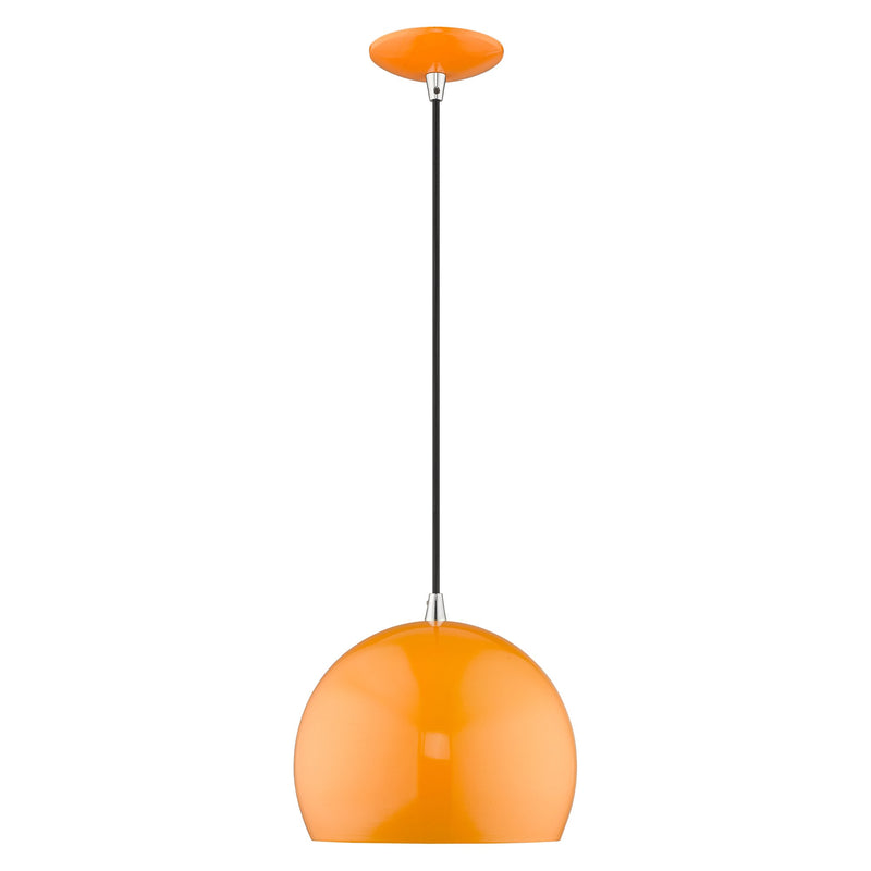 Metal Shade Mini Pendants 10" Dome Mini Pendant in Shiny Orange