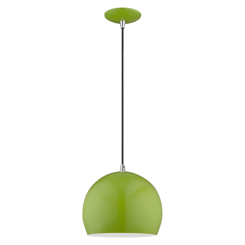 Metal Shade Mini Pendants 10" Dome Mini Pendant in Shiny Apple Green