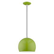 Metal Shade Mini Pendants 10" Dome Mini Pendant in Shiny Apple Green