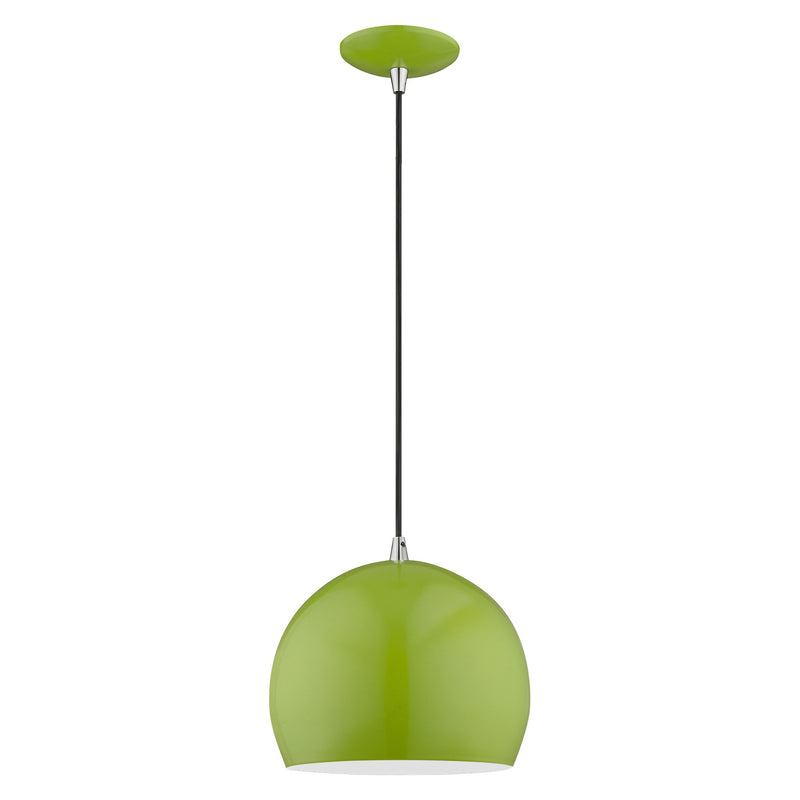 Metal Shade Mini Pendants 10" Dome Mini Pendant in Shiny Apple Green