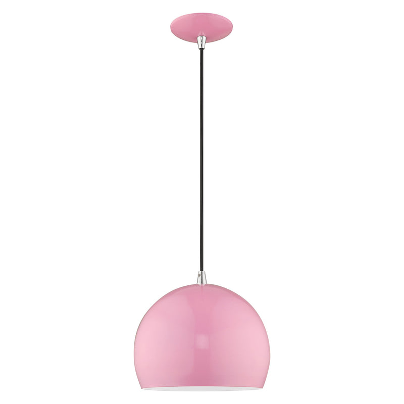 Metal Shade Mini Pendants 10" Dome Mini Pendant in Shiny Pink