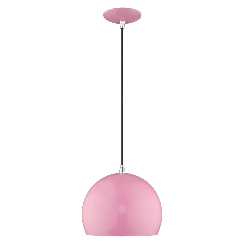 Metal Shade Mini Pendants 10" Dome Mini Pendant in Shiny Pink