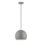 Metal Shade Mini Pendants 10" Dome Mini Pendant in Shiny Light Gray with Polished Chrome Accents