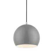 Metal Shade Mini Pendants 10" Dome Mini Pendant in Shiny Light Gray with Polished Chrome Accents
