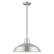 Metal Shade Mini Pendants 16" Bell Pendant in Brushed Aluminum with Polished Chrome Accents