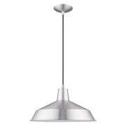 Metal Shade Mini Pendants 16" Bell Pendant in Brushed Aluminum with Polished Chrome Accents
