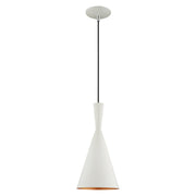 Waldorf Mini Pendant in White with Brushed Nickel Accents