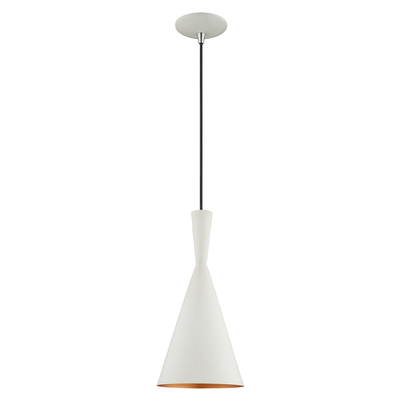 Waldorf Mini Pendant in White with Brushed Nickel Accents