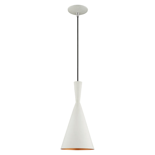 Waldorf Mini Pendant in White with Brushed Nickel Accents