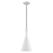 Waldorf Mini Pendant in White with Brushed Nickel Accents