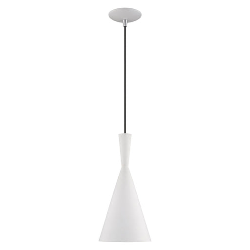 Waldorf Mini Pendant in White with Brushed Nickel Accents