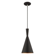 Waldorf Mini Pendant in Black with Brushed Nickel Accents