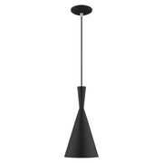 Waldorf Mini Pendant in Black with Brushed Nickel Accents